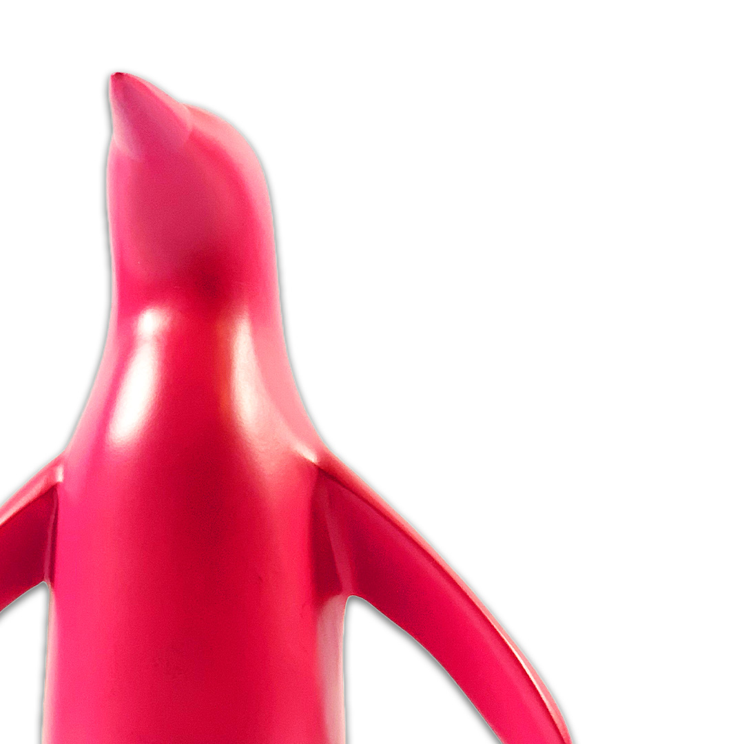 ESCULTURA MINI PINGUIM RESINA ROSA MODALI DESIGN