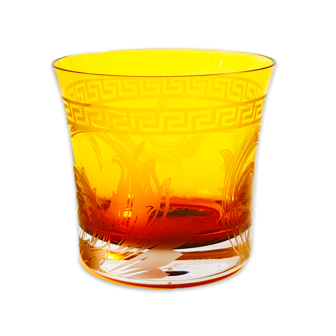 COPO WHISKY VERSACE ARABESQUE CRISTAL AMBAR JOGO 6 PEÇAS