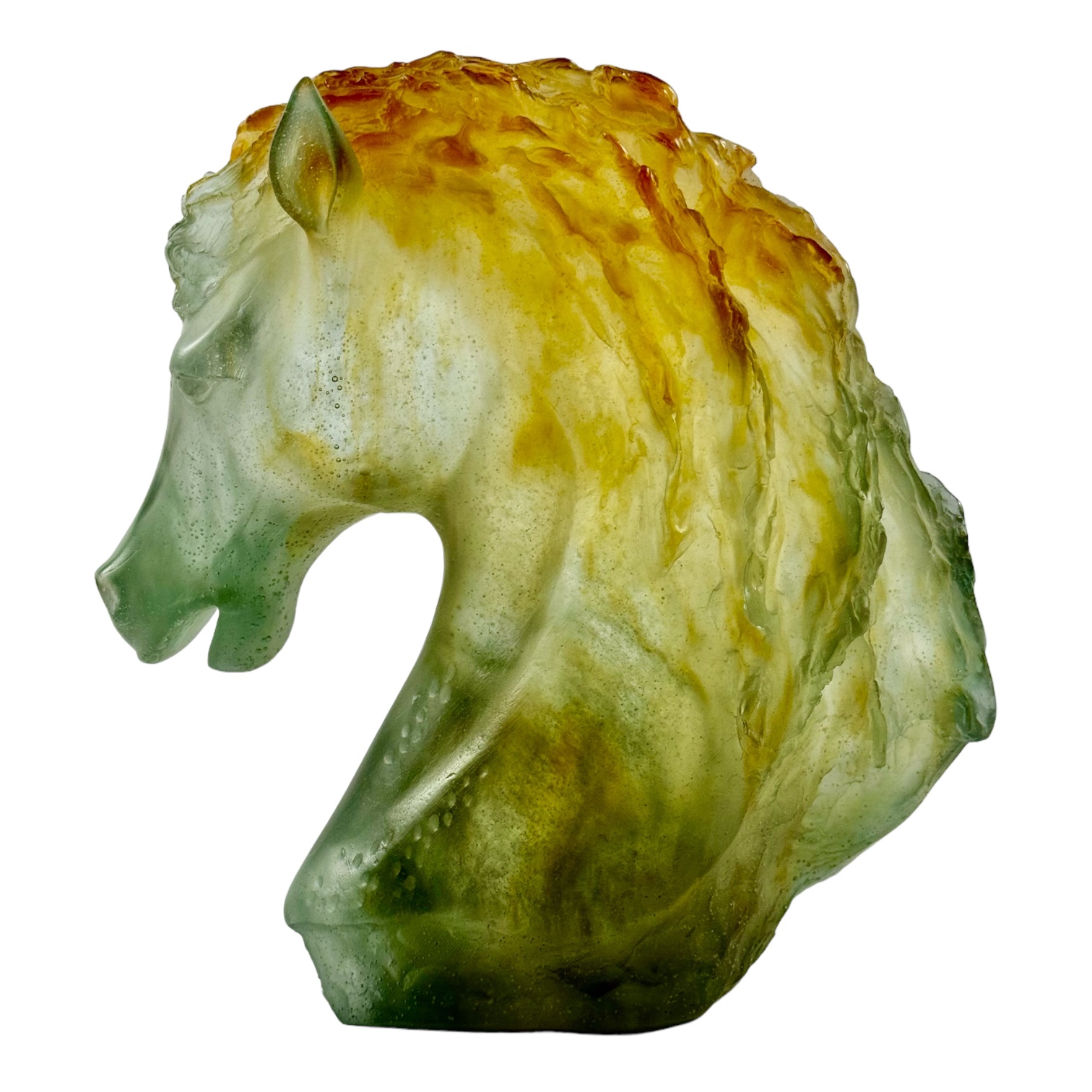 ESCULURA CABECA DE CAVALO ANDALOU CRISTAL VERDE DAUM