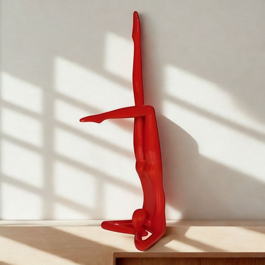 ESCULTURA JADE GRANDE RESINA VERMELHO MODALI DESIGN