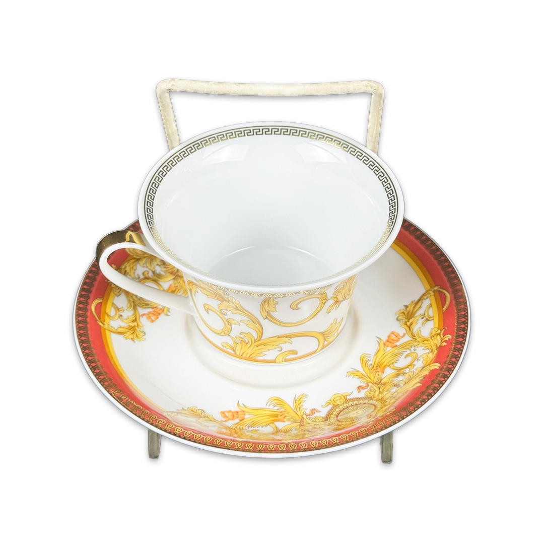 XICARA CHA + PIRES VERSACE ASIAN DREAM PORCELANA ROSENTHAL JOGO 6 PEÇAS