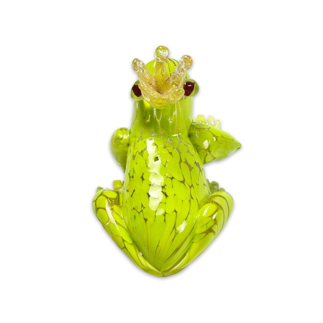 ESCULTURA SAPO PRINCIPE CRISTAL VERDE C/COROA FORMIA