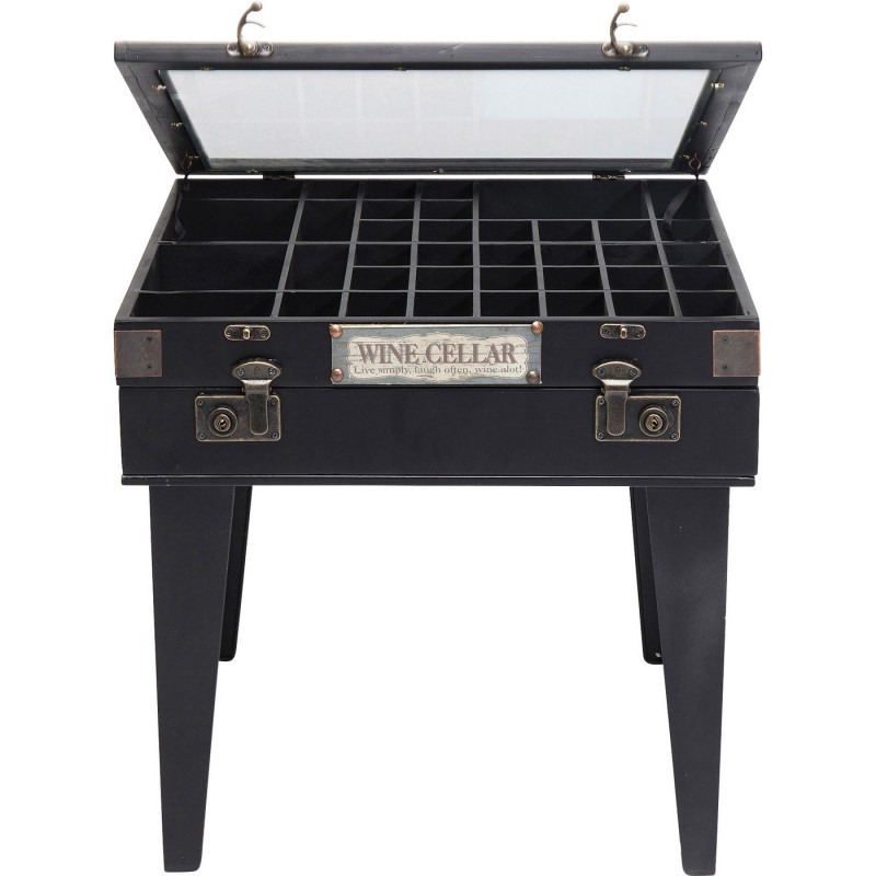 MESA LATERAL COLLECTOR PRETA C/TAMPO VIDRO 