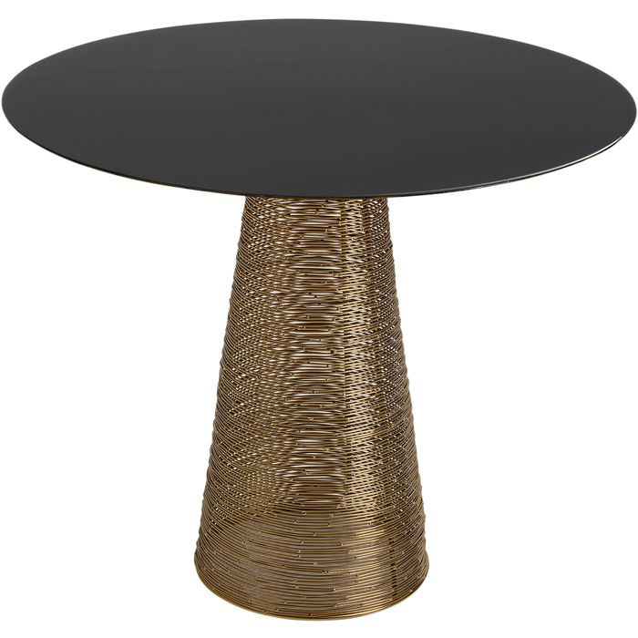 MESA LATERAL VIDRO PRETA BASE DOURADA