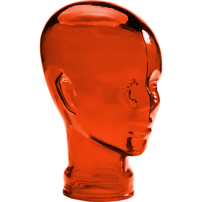 ESCULTURA CABECA VIDRO LARANJA 