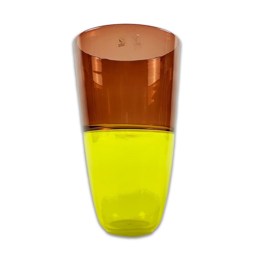 VASO INCALMI CRISTAL AMARELO/MARROM FORMIA