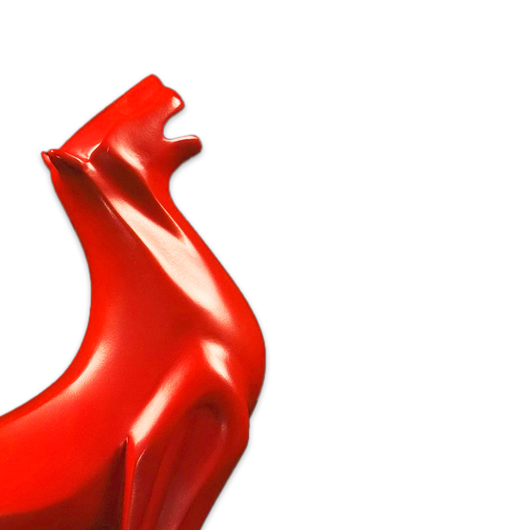 ESCULTURA NEW JAGUAR RESINA VERMELHO MODALI DESIGN