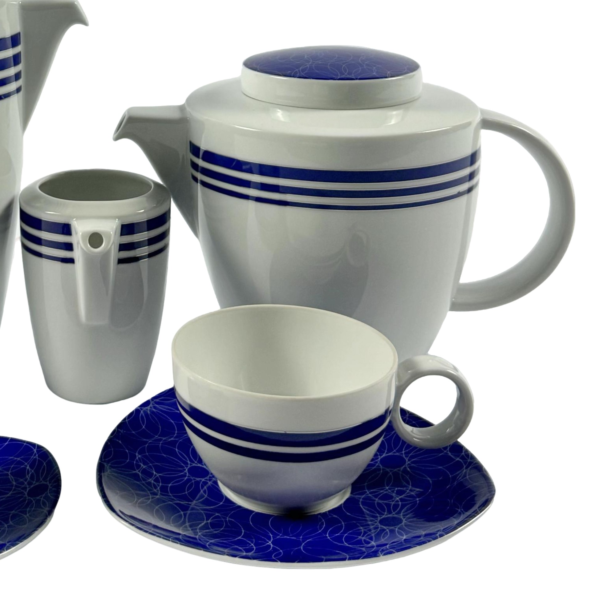JOGO CHA E CAFE CIRCLE BLUE PORCELANA ROSENTHAL JOGO 15 PEÇAS