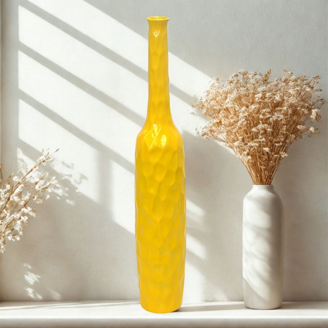GARRAFA DECORATIVA GRANDE RESINA  AMARELA MODALI DESIGN