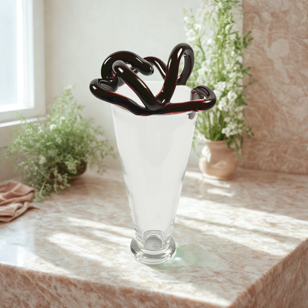 VASO FRANCESCA CRISTAL TRANSPARENTE C/VERMELHO DRIADE