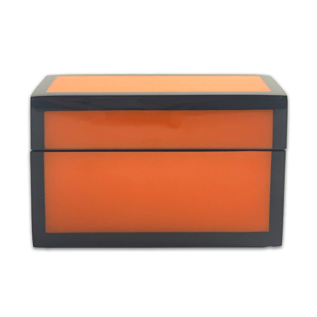 PORTA CARTAO MADEIRA LAQUEADA LARANJA C/ FRIZO PRETO PACIFIC CONNECTIONS