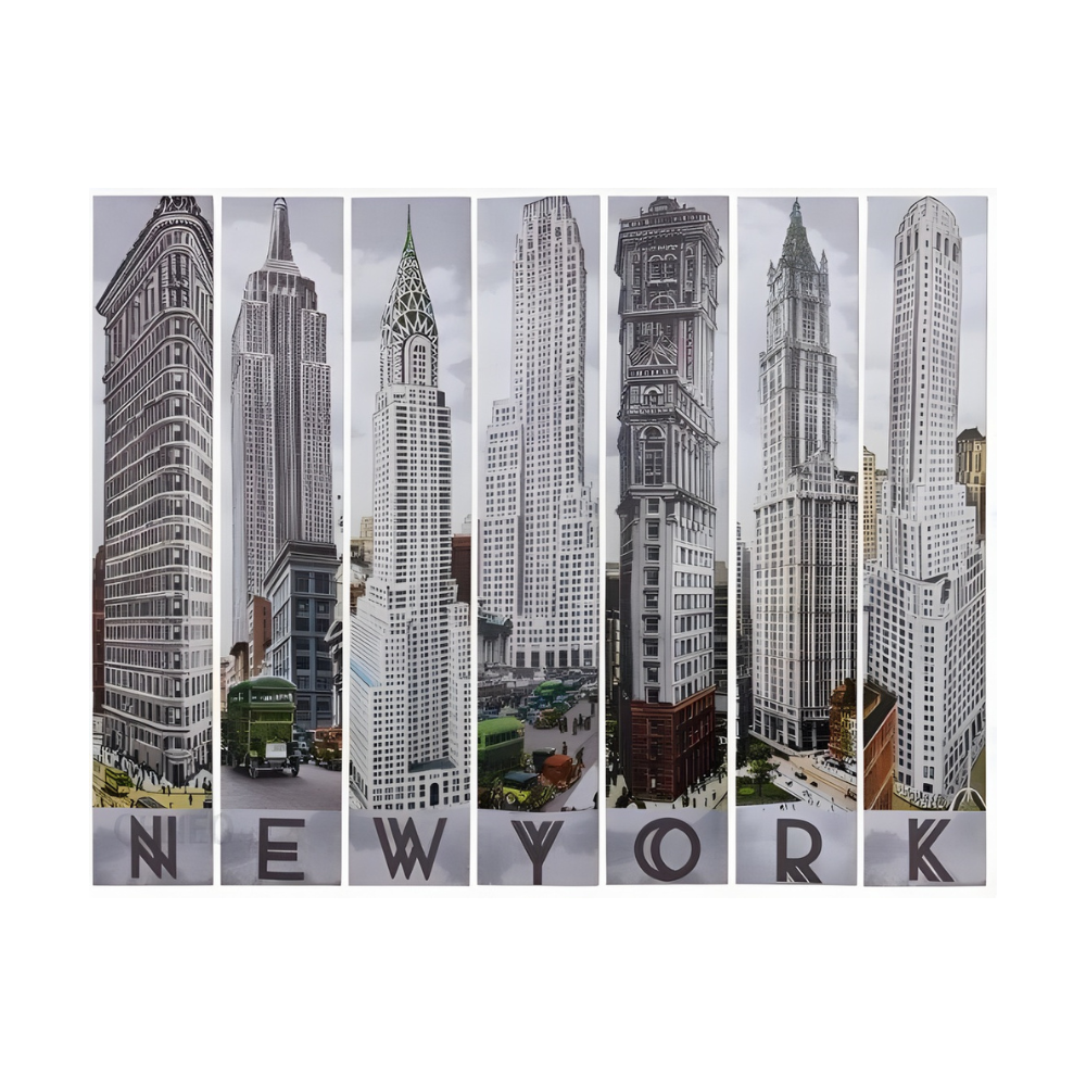 QUADRO TELA NEW YORK ARQUITETURA JOGO 7 PEÇAS