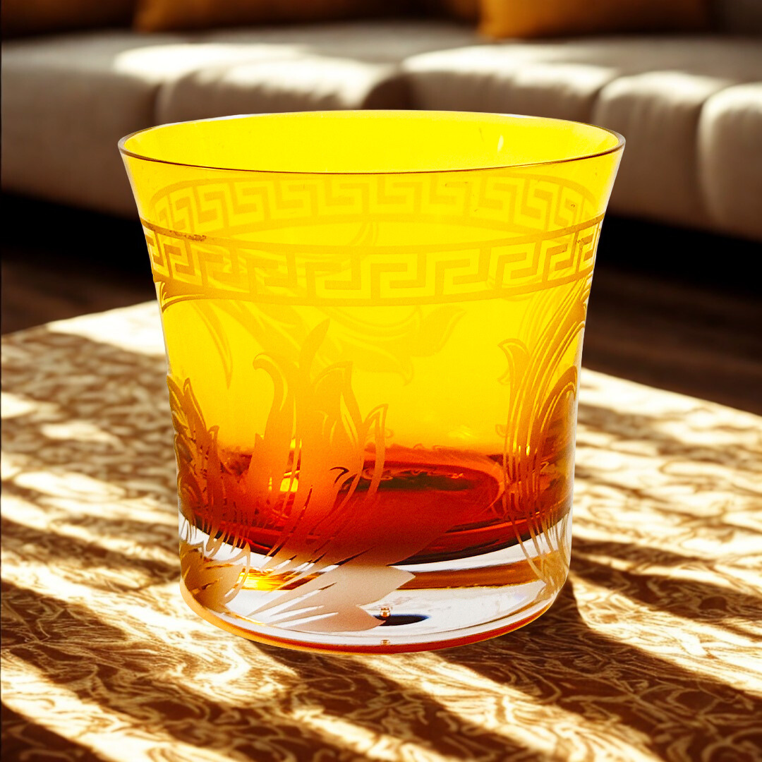 COPO WHISKY VERSACE ARABESQUE CRISTAL AMBAR JOGO 6 PEÇAS