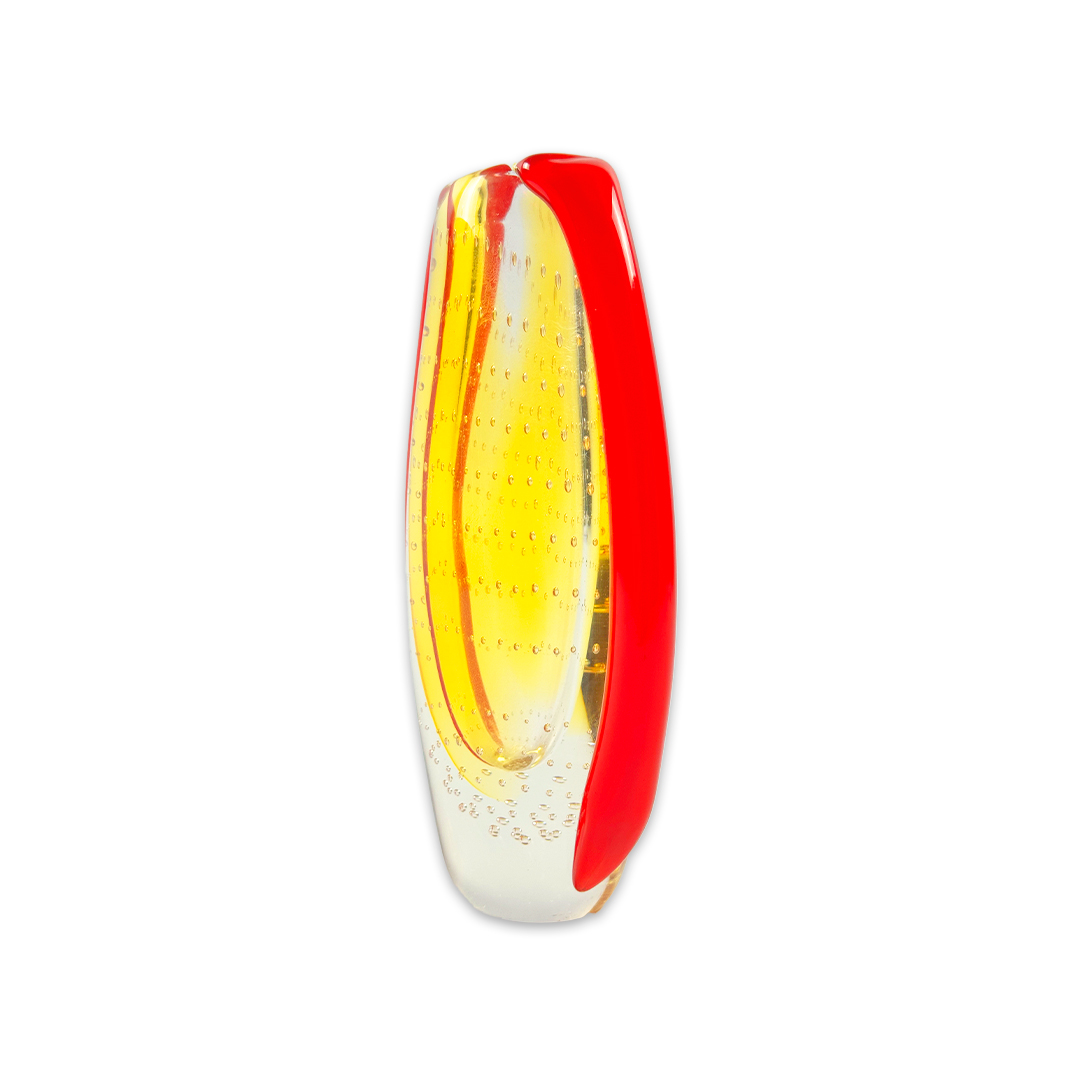 VASO DEWDROP CRISTAL  AMARELO/VERMELHO ROSENTHAL