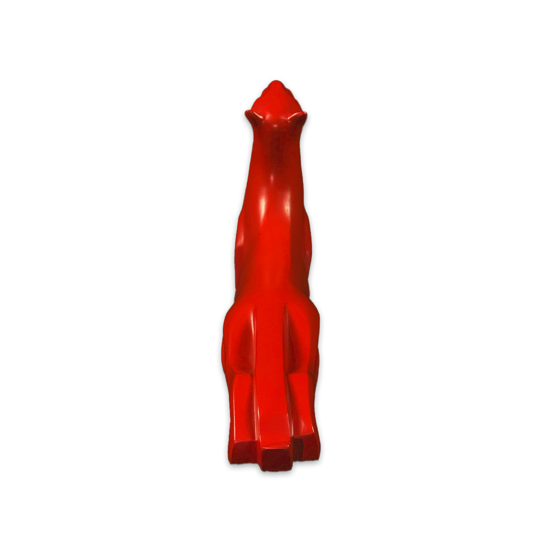 ESCULTURA NEW JAGUAR RESINA VERMELHO MODALI DESIGN