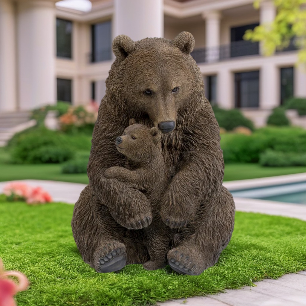 ESCULTURA  ABRACO URSO FAMILIA RESINA 