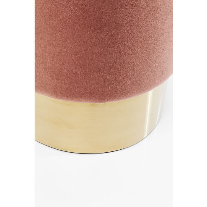 PUFF ROSE TECIDO SUEDE BASE DOURADA 