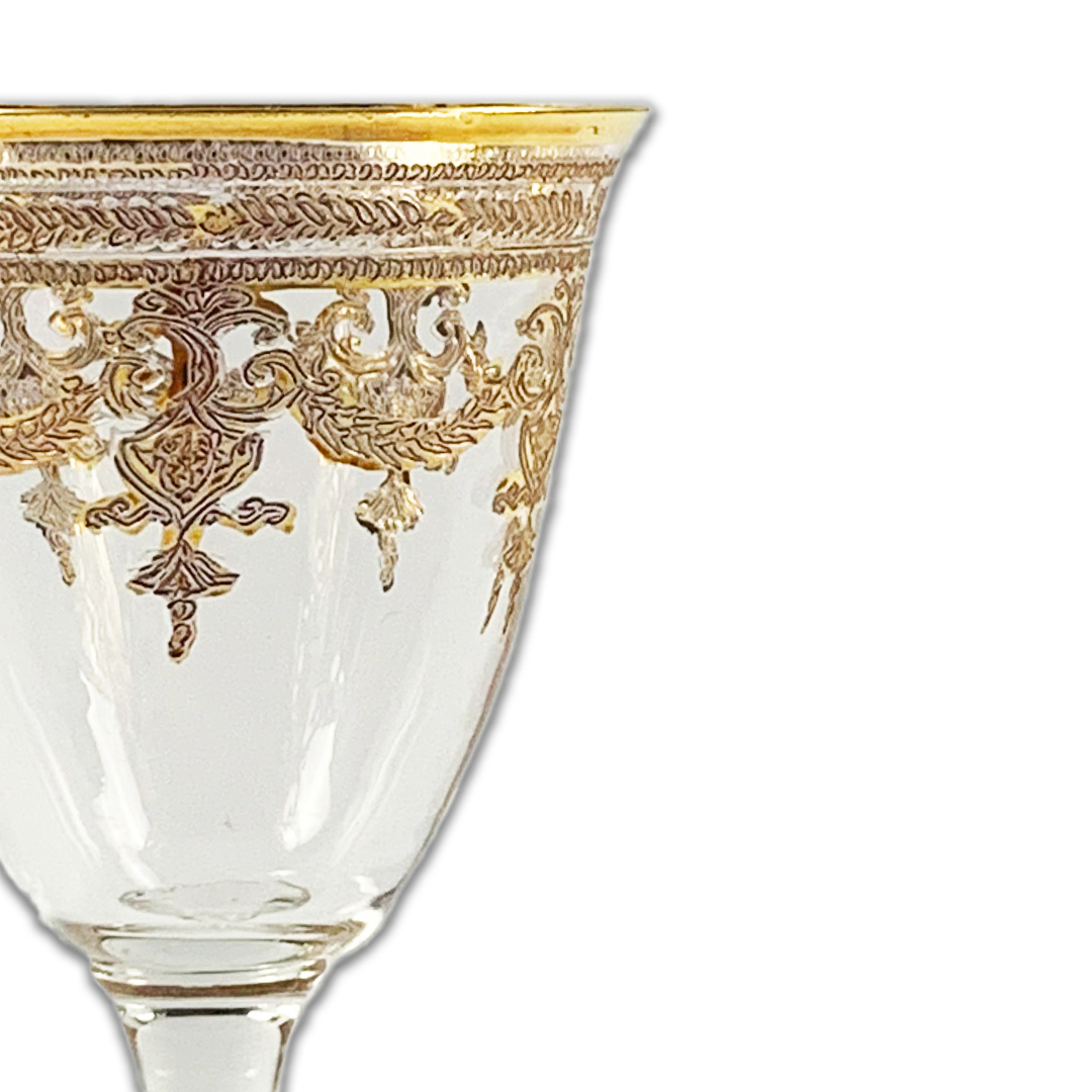 TACA LICOR MUSICA CRISTAL/DOURADO A CASA K JOGO 6 PEÇAS