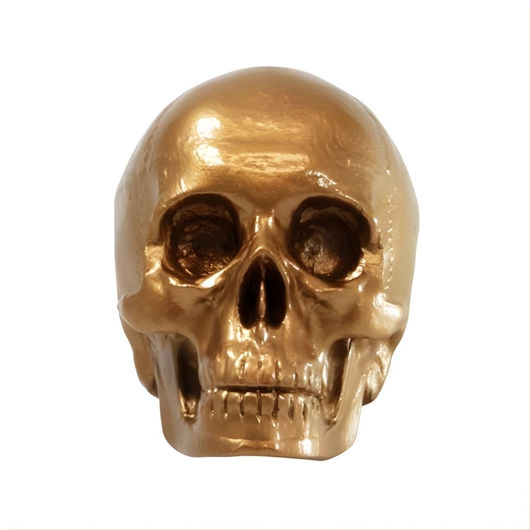 ESCULTURA CAVEIRA MONALISA RESINA OURO VELHO MODALI DESIGN