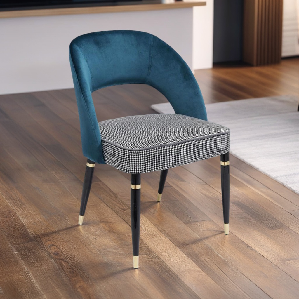 CADEIRA SAMANTHA  VELUDO AZUL 