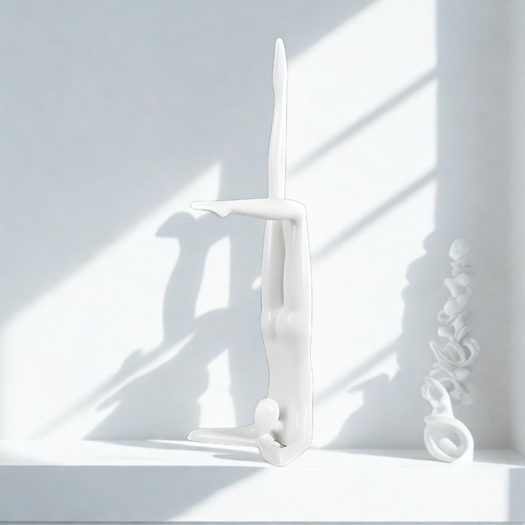 ESCULTURA JADE PEQUENA RESINA BRANCO MODALI DESIGN