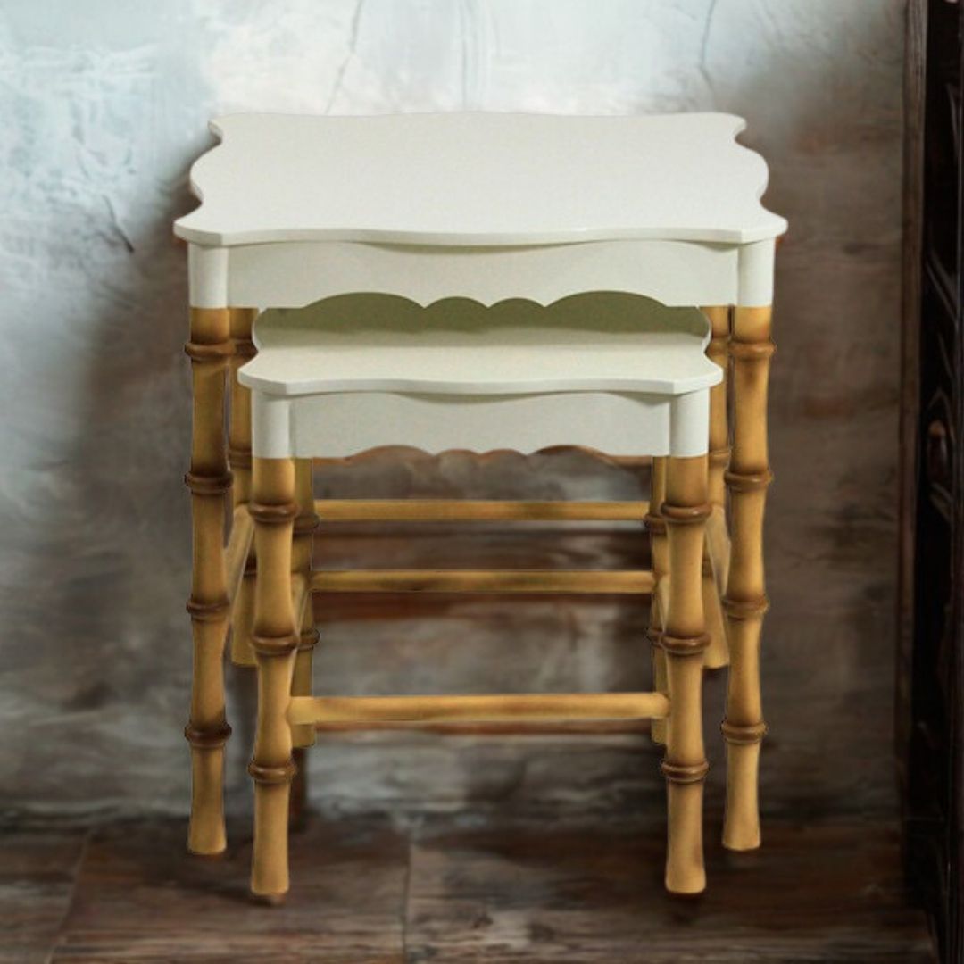 MESA LATERAL MADEIRA BAMBU MODALI DESIGN JOGO 2 PEÇAS