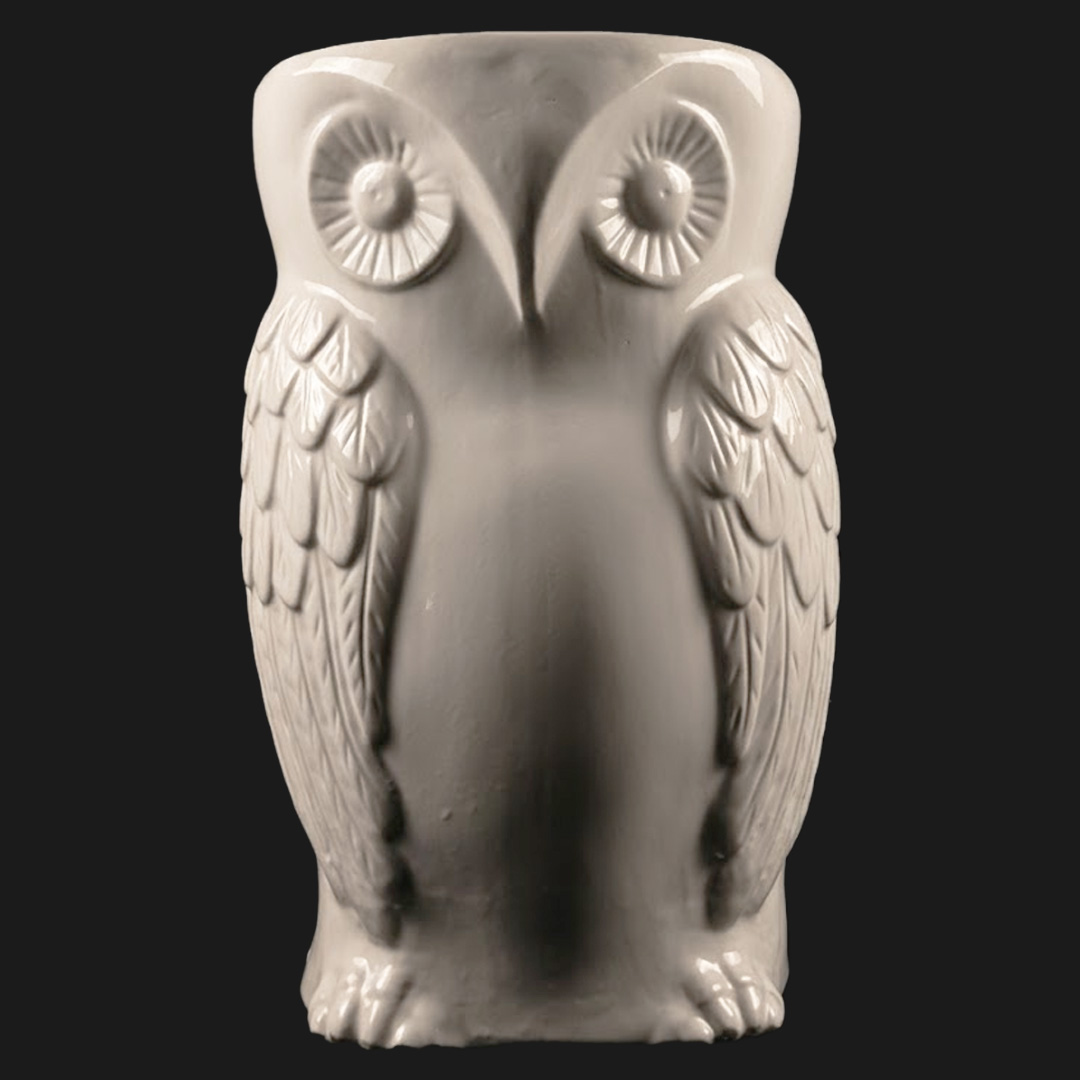 PUFF CORUJA CERAMICA BRANCO