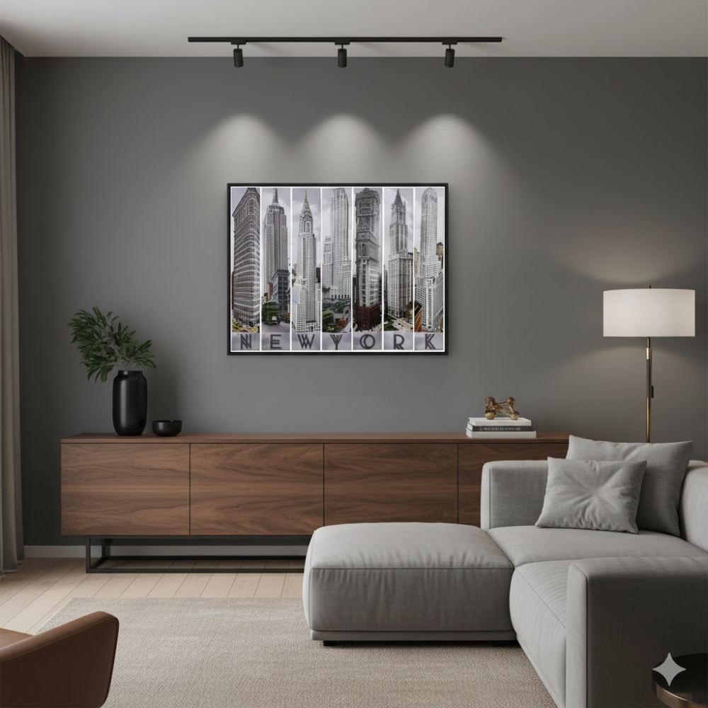 QUADRO TELA NEW YORK ARQUITETURA JOGO 7 PEÇAS 