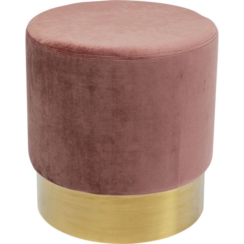 PUFF ROSE TECIDO SUEDE BASE DOURADA