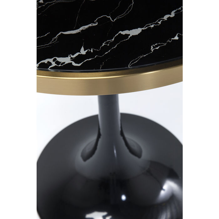 MESA LATERAL SAN REMO BASE PRETA TAMPO MARMORIZADO 