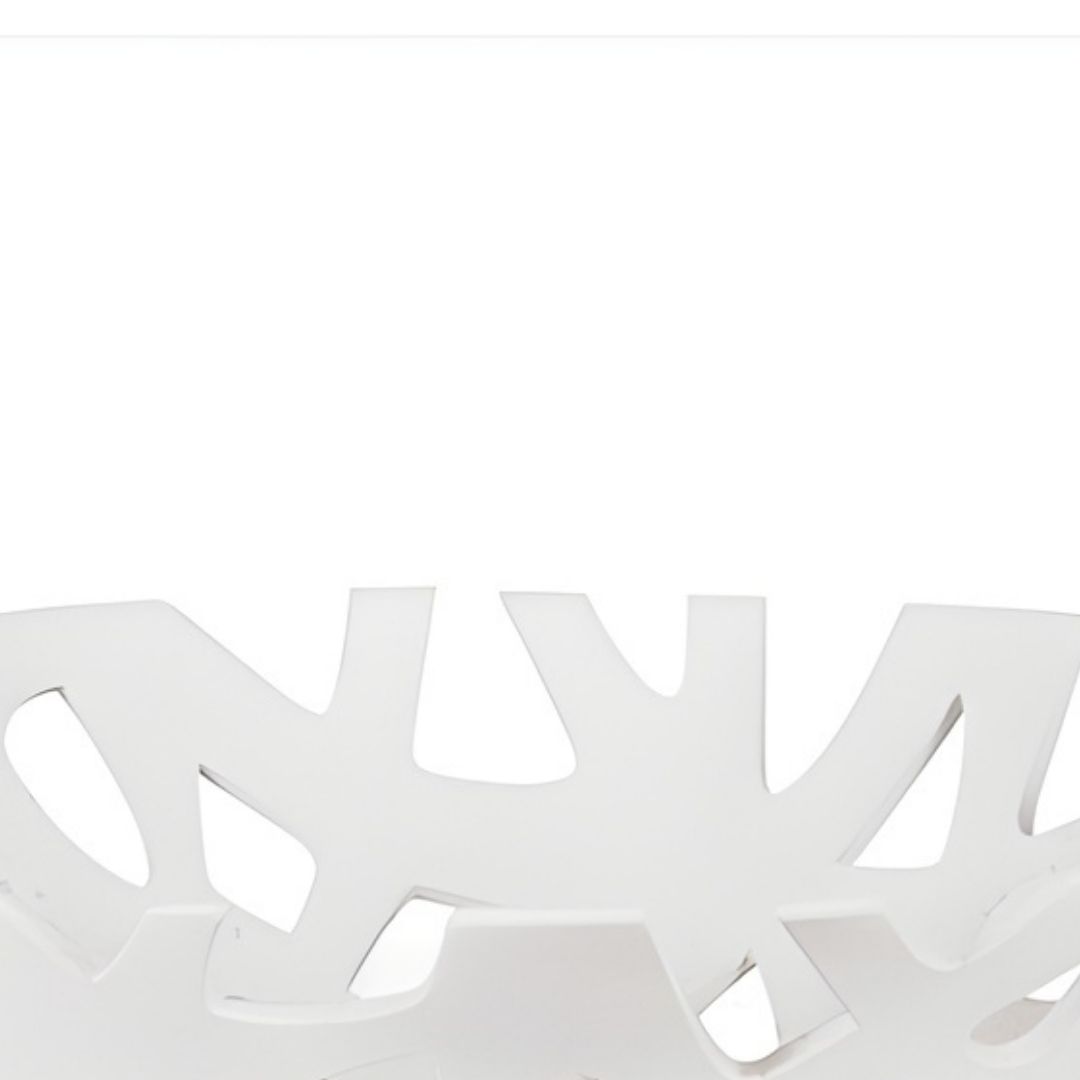 CENTRO MESA RECORTADO VAZADO RESINA BRANCO MODALI DESIGN