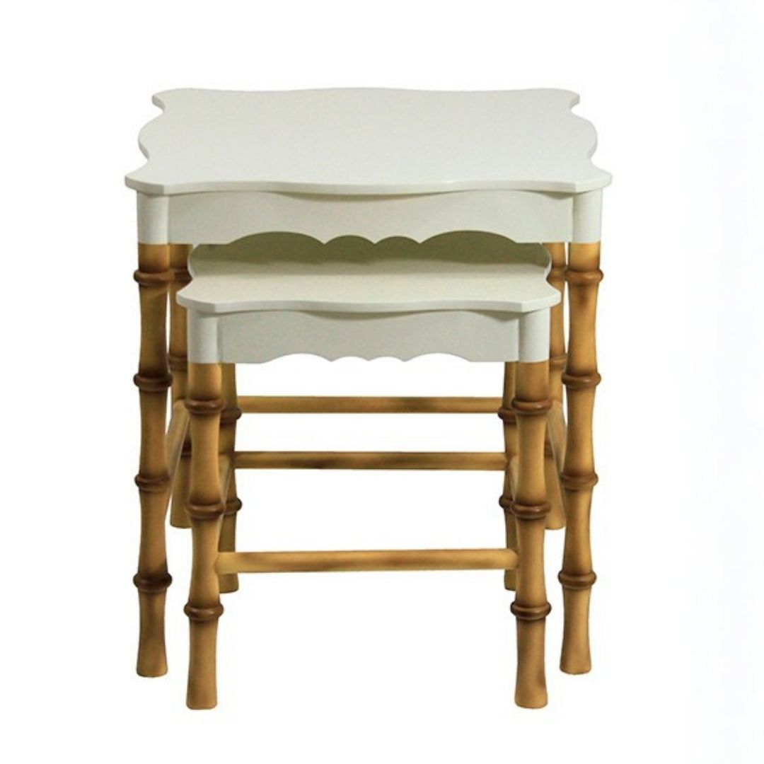 MESA LATERAL MADEIRA BAMBU MODALI DESIGN JOGO 2 PEÇAS