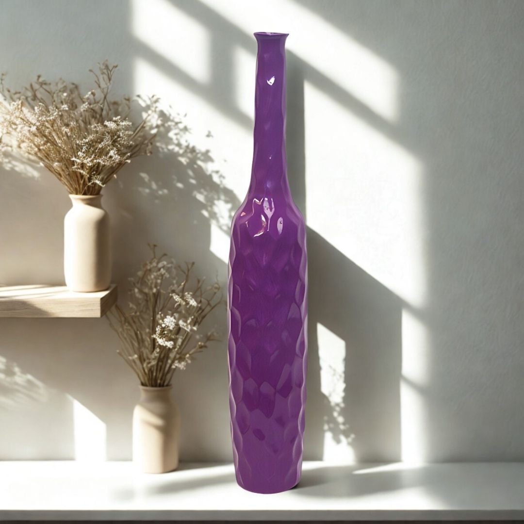 GARRAFA DECORATIVA GRANDE RESINA ROXA MODALI DESIGN