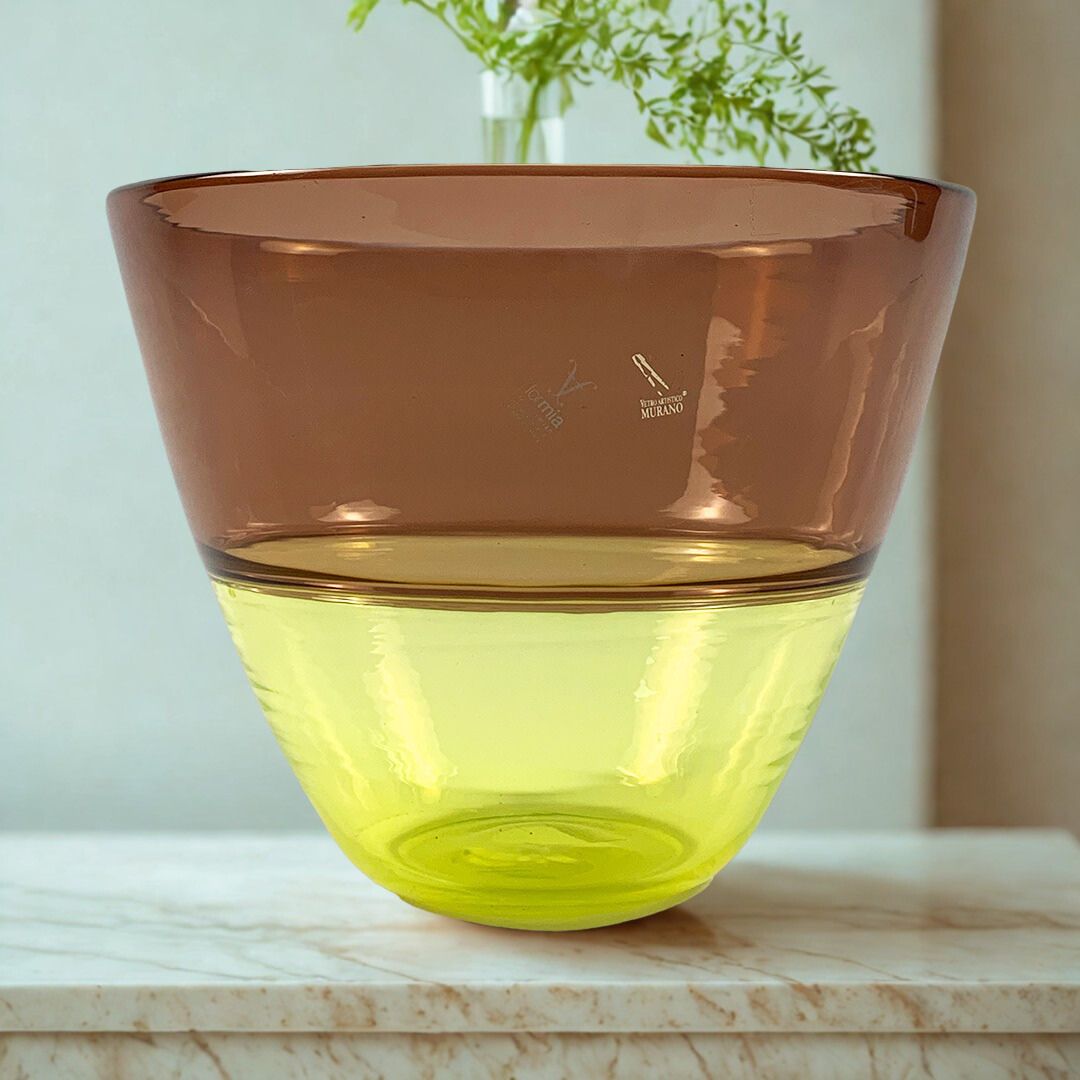 VASO INCALMI CRISTAL AMARELO/MARROM FORMIA