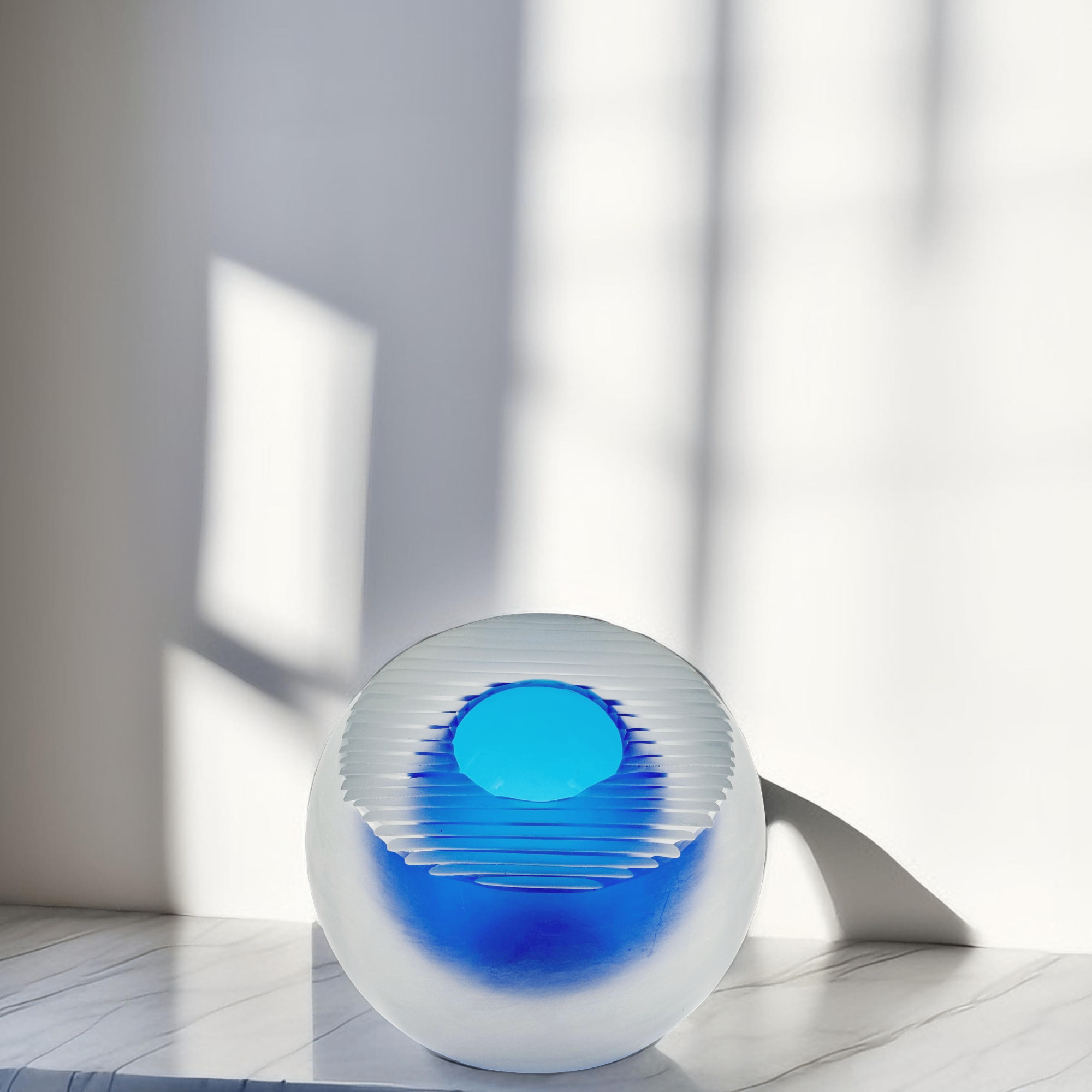 VASO COSMI CRISTAL  AQUA /BRANCO FOSCO