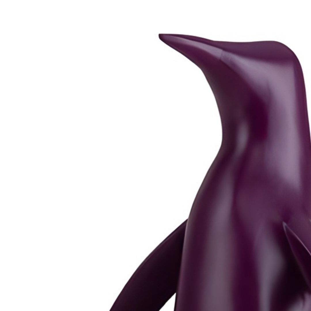 ESCULTURA PINGUIM RESINA ROXA MODALI DESIGN