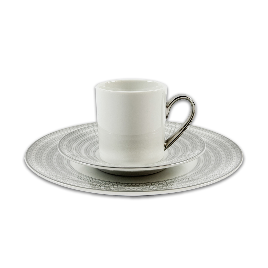 XICARA CAFÉ EXPRESSO + PRATO PLATIN ILUSIONS PORCELANA ROSENTHAL JOGO 8 PEÇAS