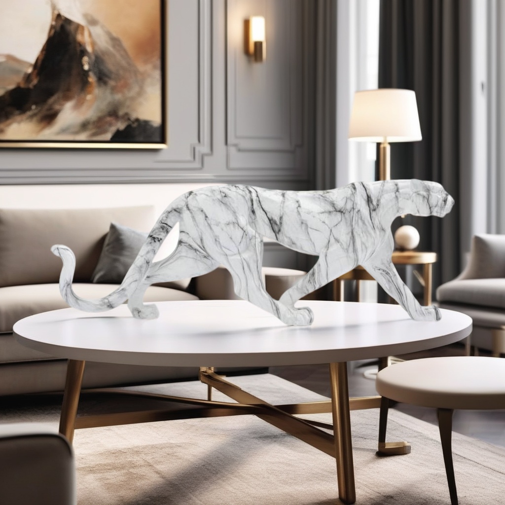 ESCULTURA LEOPARDO MARMORE 