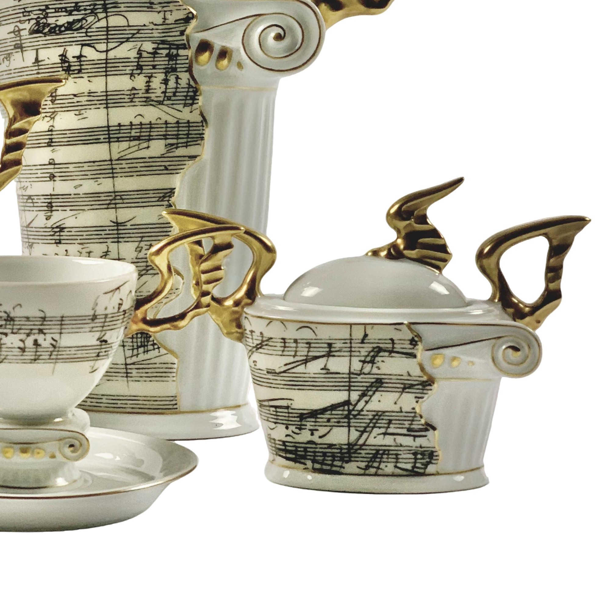 SERVICO CAFE BEETHOVEN PORCELANA NOTAS MUSICAIS THUN STUDIO JOGO 9 PEÇAS