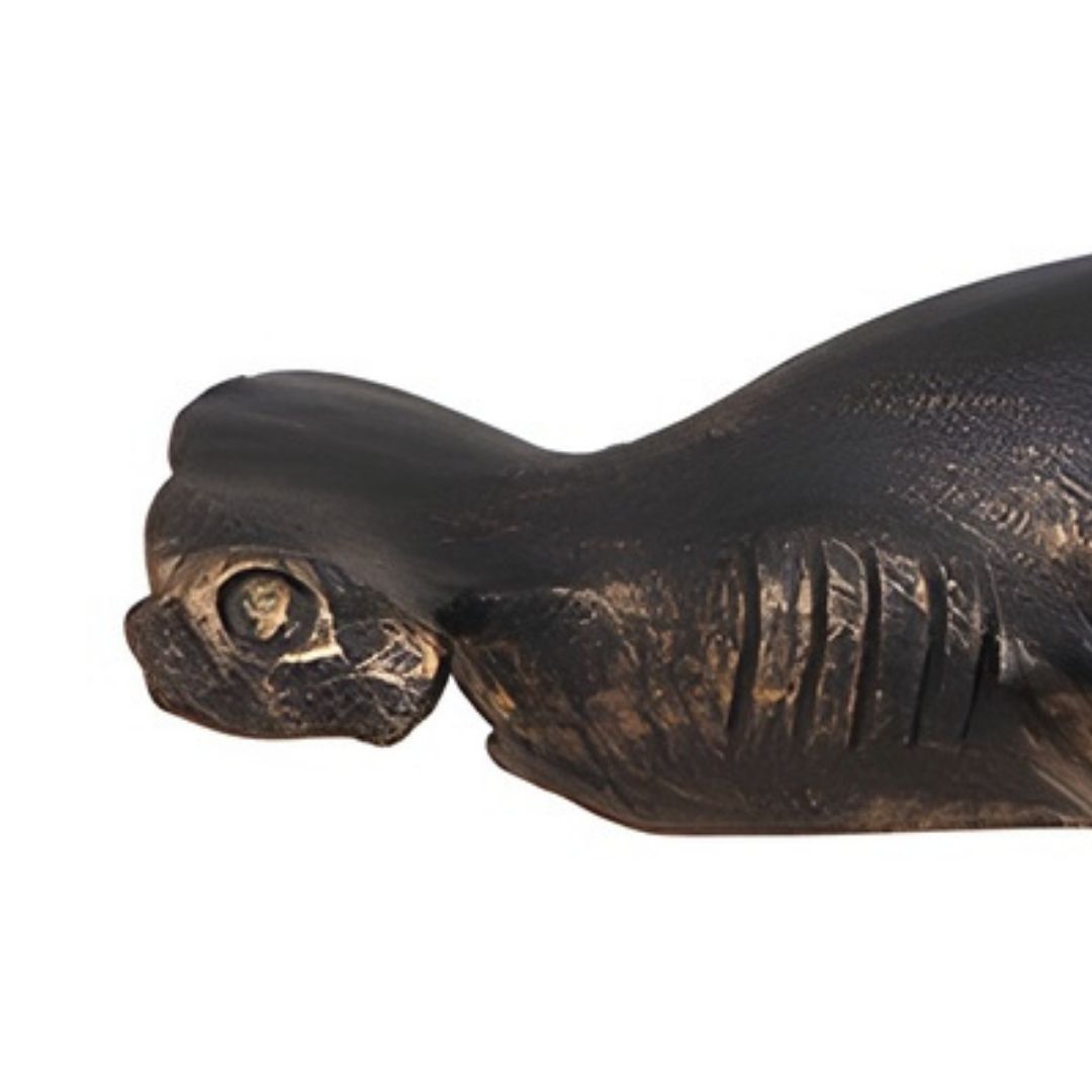 ESCULTURA TUBARAO PAREDE GRANDE RESINA OURO ENVELHECIDO MODALI DESIGN