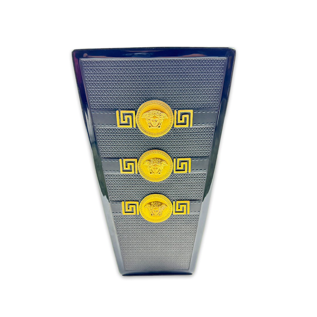 VASO VERSACE SIGNATURE PRETO/DOURADO PORCELANA