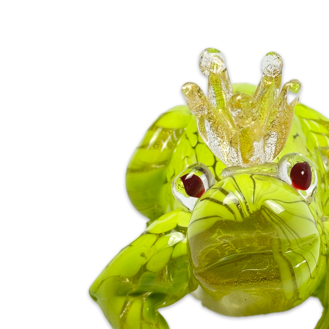 ESCULTURA SAPO PRINCIPE CRISTAL VERDE C/COROA FORMIA