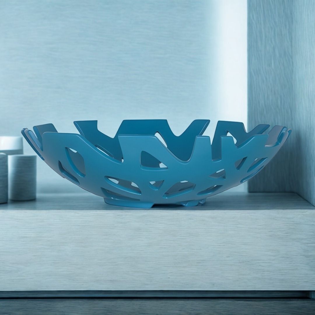 CENTRO MESA RECORTADO VAZADO RESINA AZUL MODALI DESIGN
