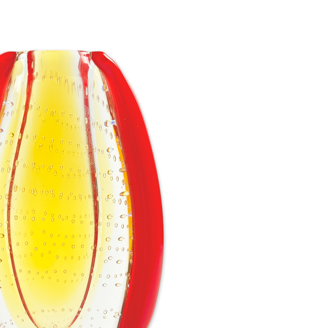 VASO DEWDROP CRISTAL  AMARELO/VERMELHO ROSENTHAL