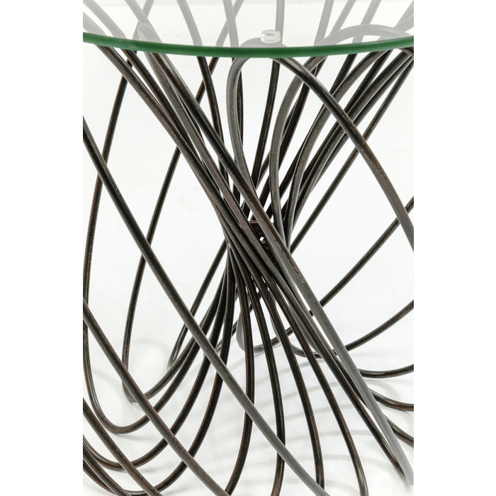 MESA LATERAL METAL ARAMADO TAMPO VIDRO 