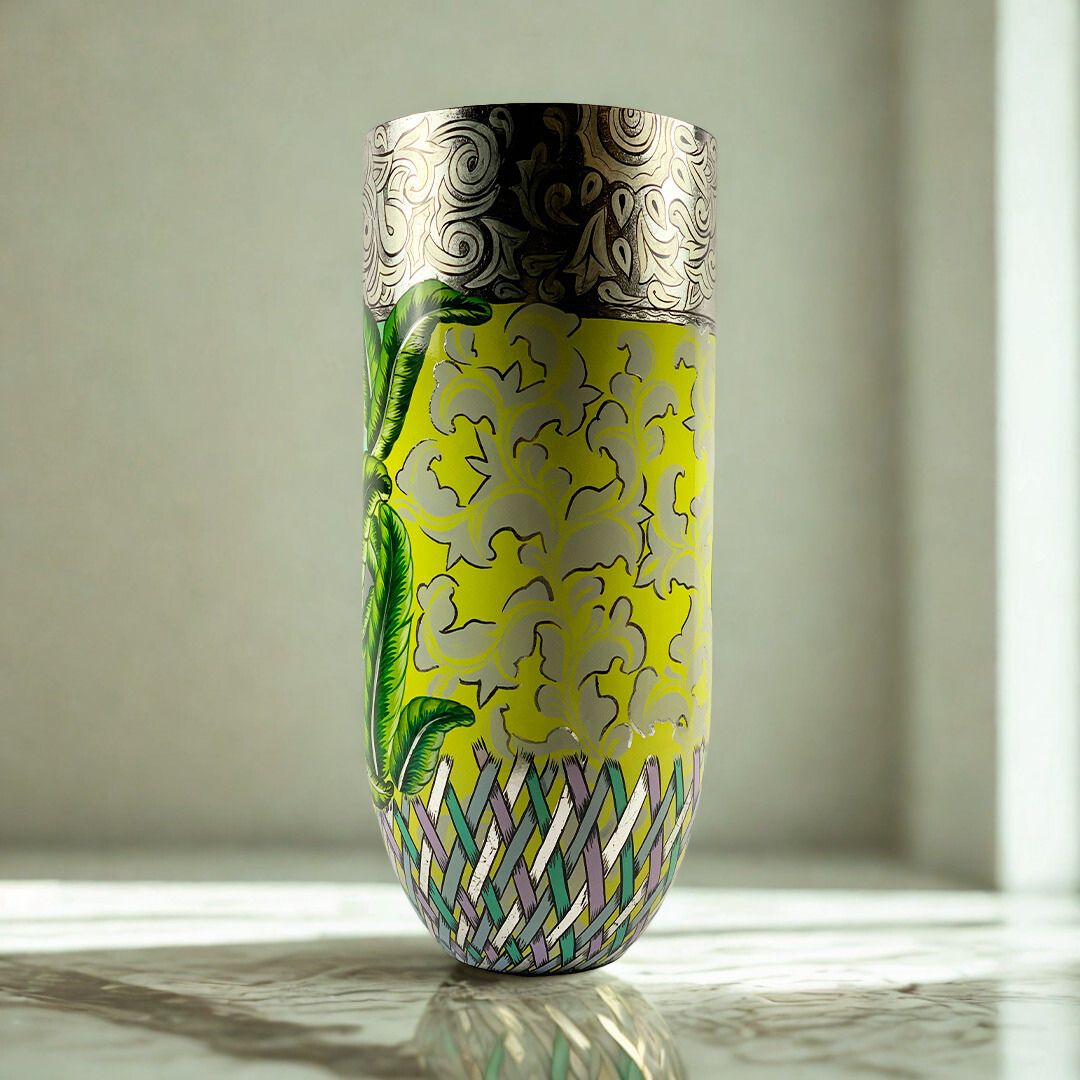 VASO CHÃO LEAVES VERDE/PRATA METAL TOMS DRAG