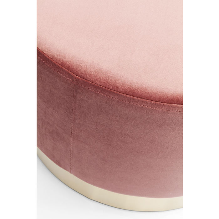 PUFF ROSE TECIDO SUEDE BASE DOURADA 