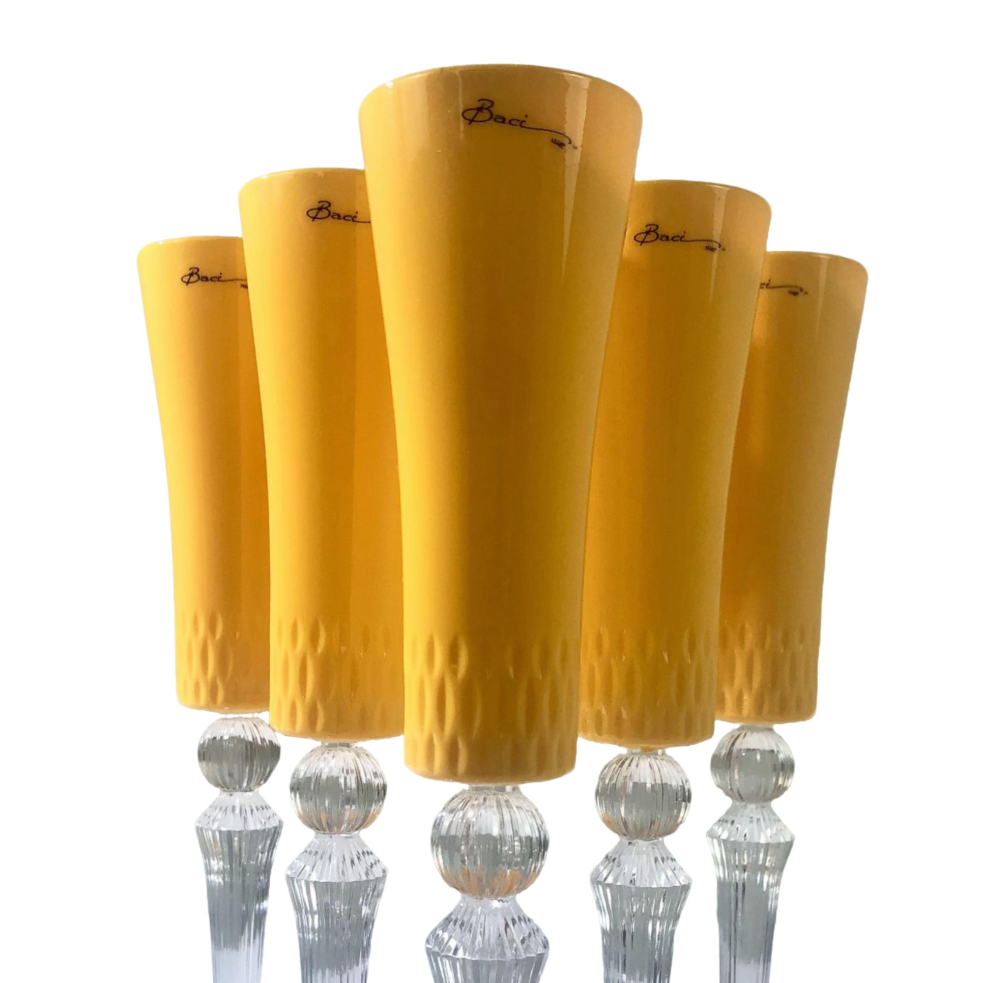 TACA CHAMPAGNE CHIC FLUO ACRILICO AMARELO BACI MILANO JOGO 6 PEÇAS