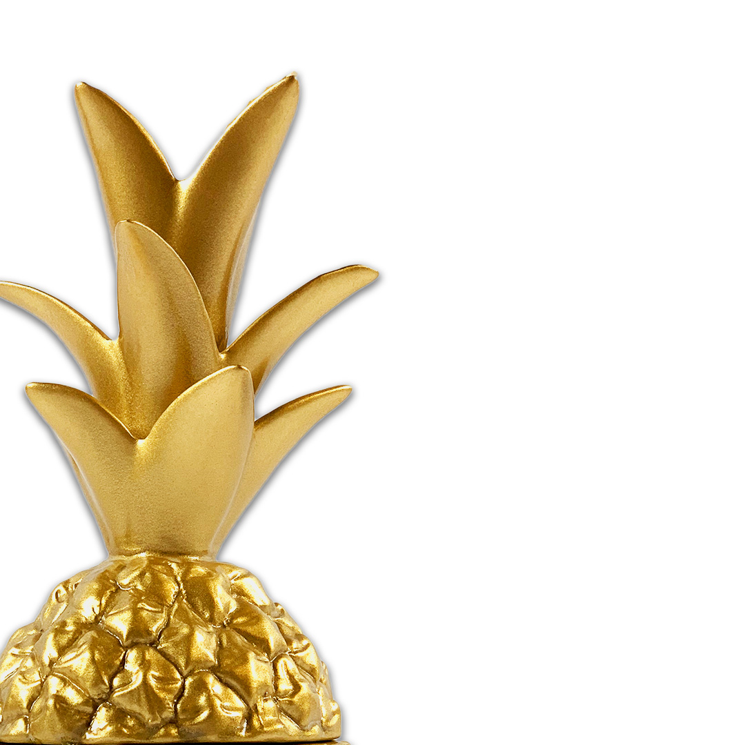 ESCULTURA ABACAXI GRANDE CERAMICA DOURADO MODALI DESIGN