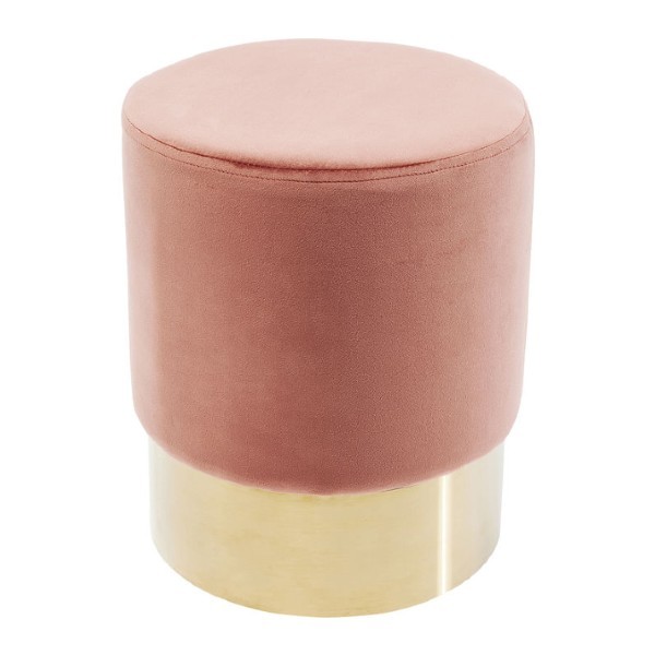 PUFF ROSE TECIDO SUEDE BASE DOURADA